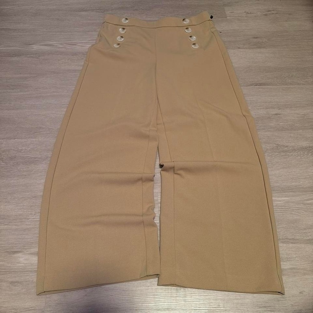 32x28 Tan Beige Pleated Wide Leg Dress Pants Y2K Grunge Vintage